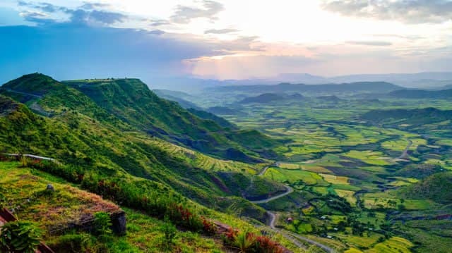 Ethiopian highlands at sunset